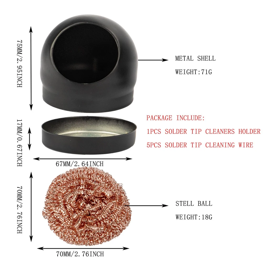 Soldering Iron Tip Cleaner Desoldering Cleaning Ball Metal Wire Stand Steel Ball Tin Remover Welding Mesh Filter