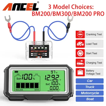 ANCEL LED 배터리 테스터 모니터, 헤드업 디스플레이, 충전 테스터 도구, SOH SOC 분석기, BM200 BM300 BM200 프로, 12V