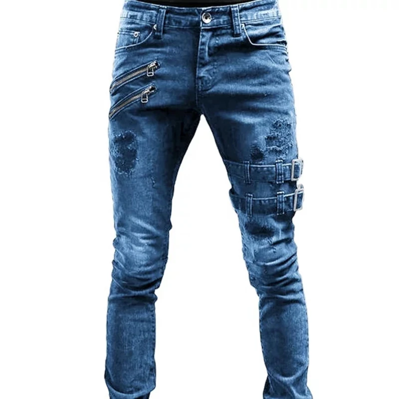 

Straight Jeans Men High Waist Jean Spring Summer Boyfriend Jeans Streetwear Skinny Casual Long Denim Pants Trousers