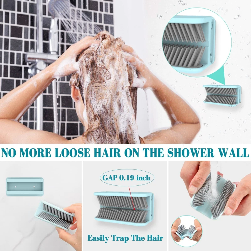 1/2PCS Silicone Shower Hair Catcher Wall Mounted Hair Stopper Hair Collector For Sink Bathtub Bathroom Accessories Reusable 5
