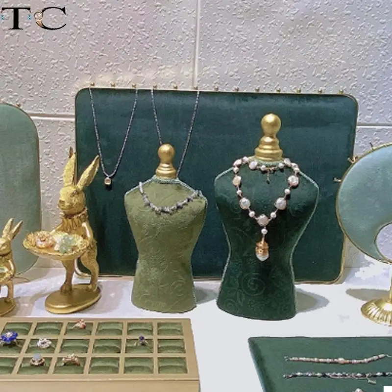 High-End Velvet Jewelry Jewelry Necklace Display Portrait Neck Window Necklace Display Jewelry Rack