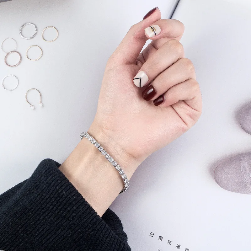 Lihong S925 Sterling Silver Bracelet Zirconia Tennis Ball