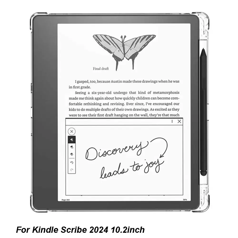 10.2 Inch E-Reader Case Airbag with Pen Slot Protective Shell Ultra-Thin Transparent Protective Case for Kindle Scribe 2024