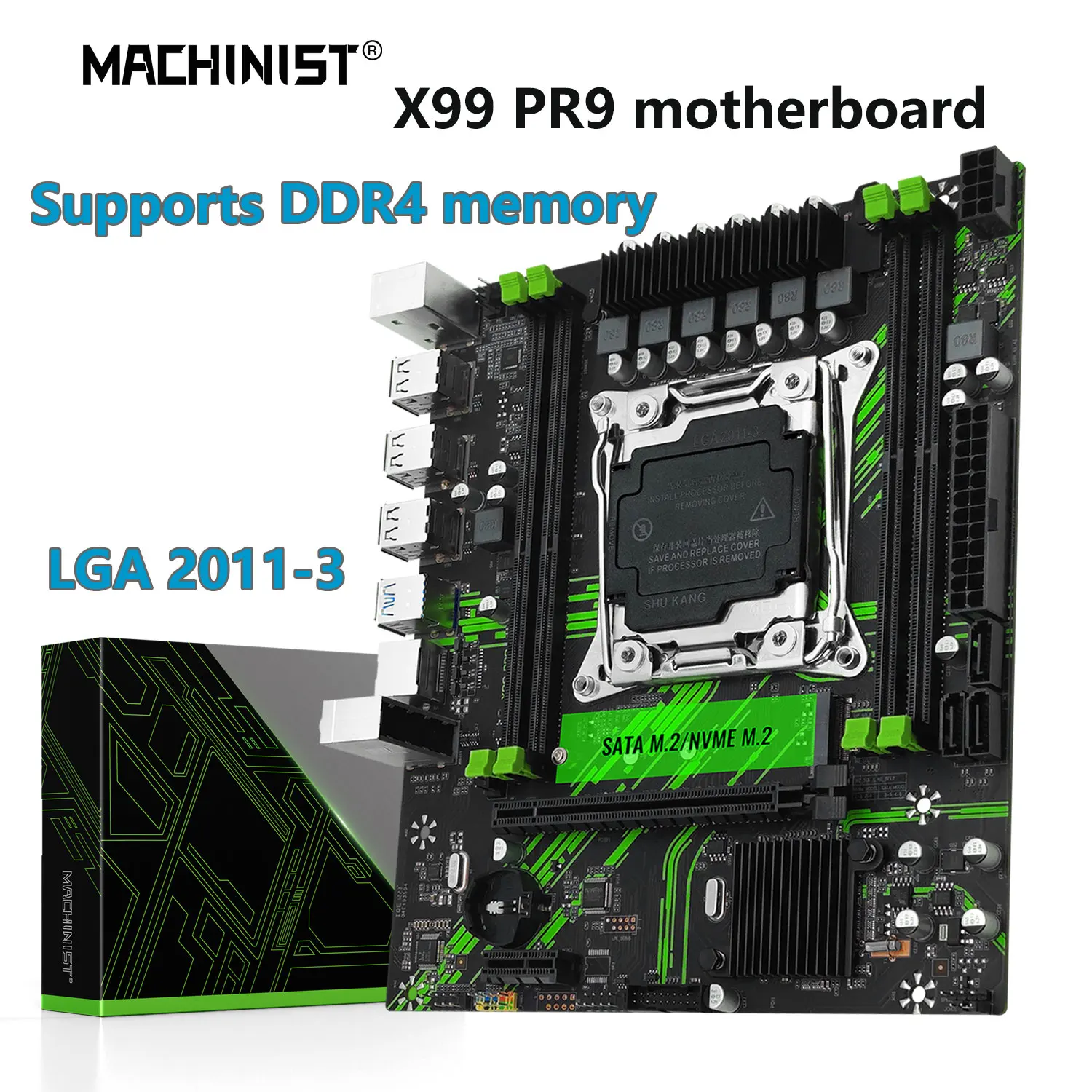 MACHINIST X99 PR9 Motherboard LGA 2011-3 Set Support Kit Xeon 2680 2690 V3 V4 CPU Processor Desktop Memory USB3.0 NVME/SATA M.2