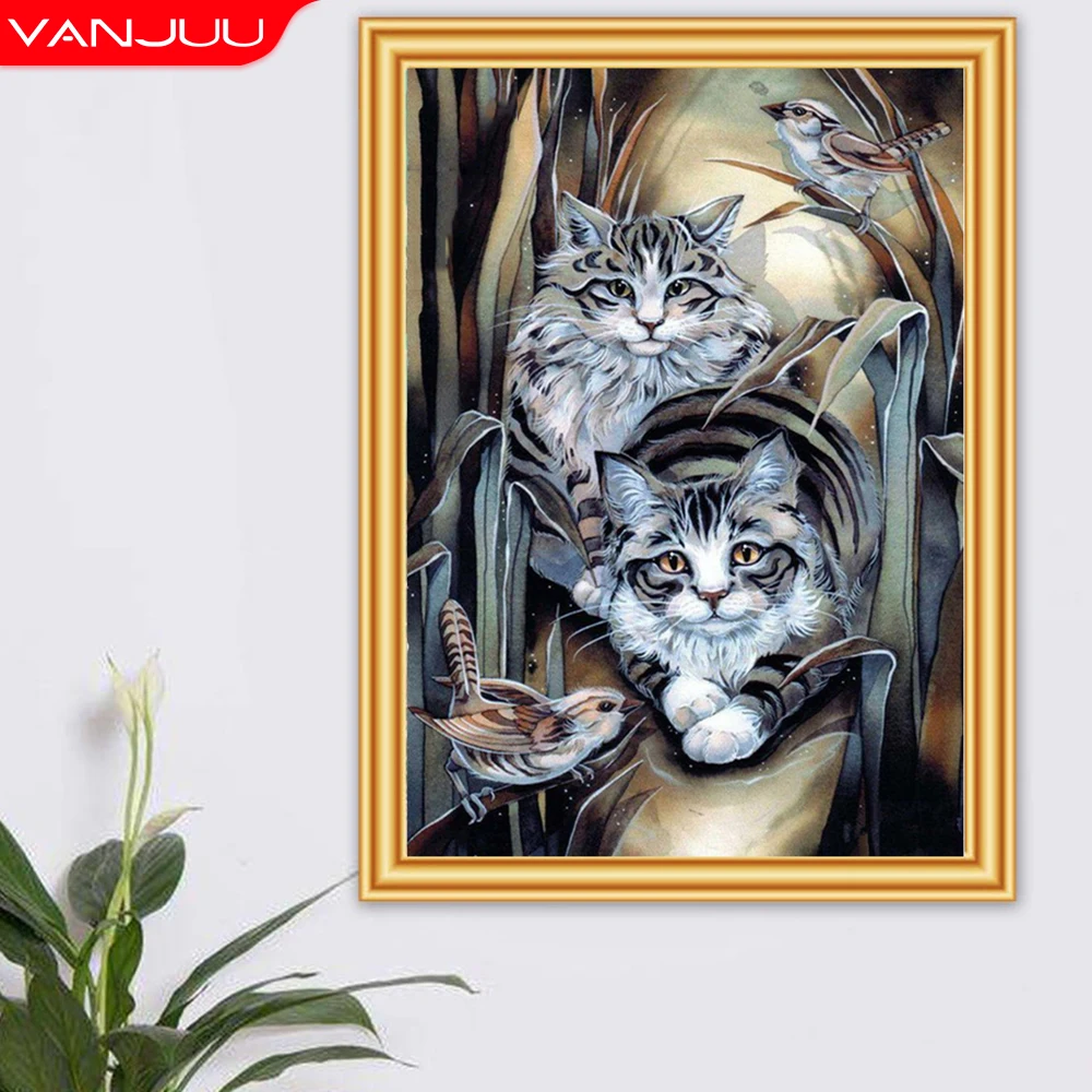 5d алмазная живопись сделай сам кошка птица украшение для дома вышивка крестиком