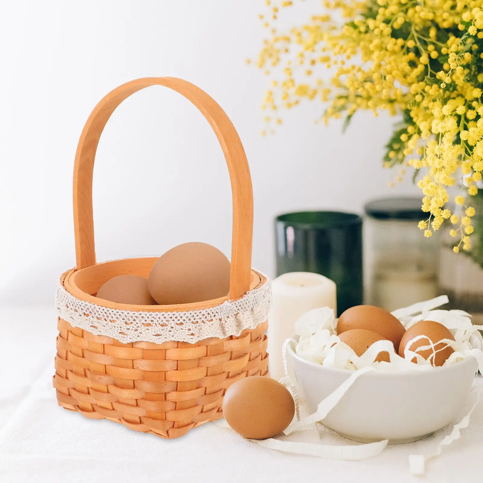 Mini Shopping Basket Flower Storage Egg Baskets for Fresh Eggs Easter Girl Candy Wood Children's Woven Arrangement Collecting 6