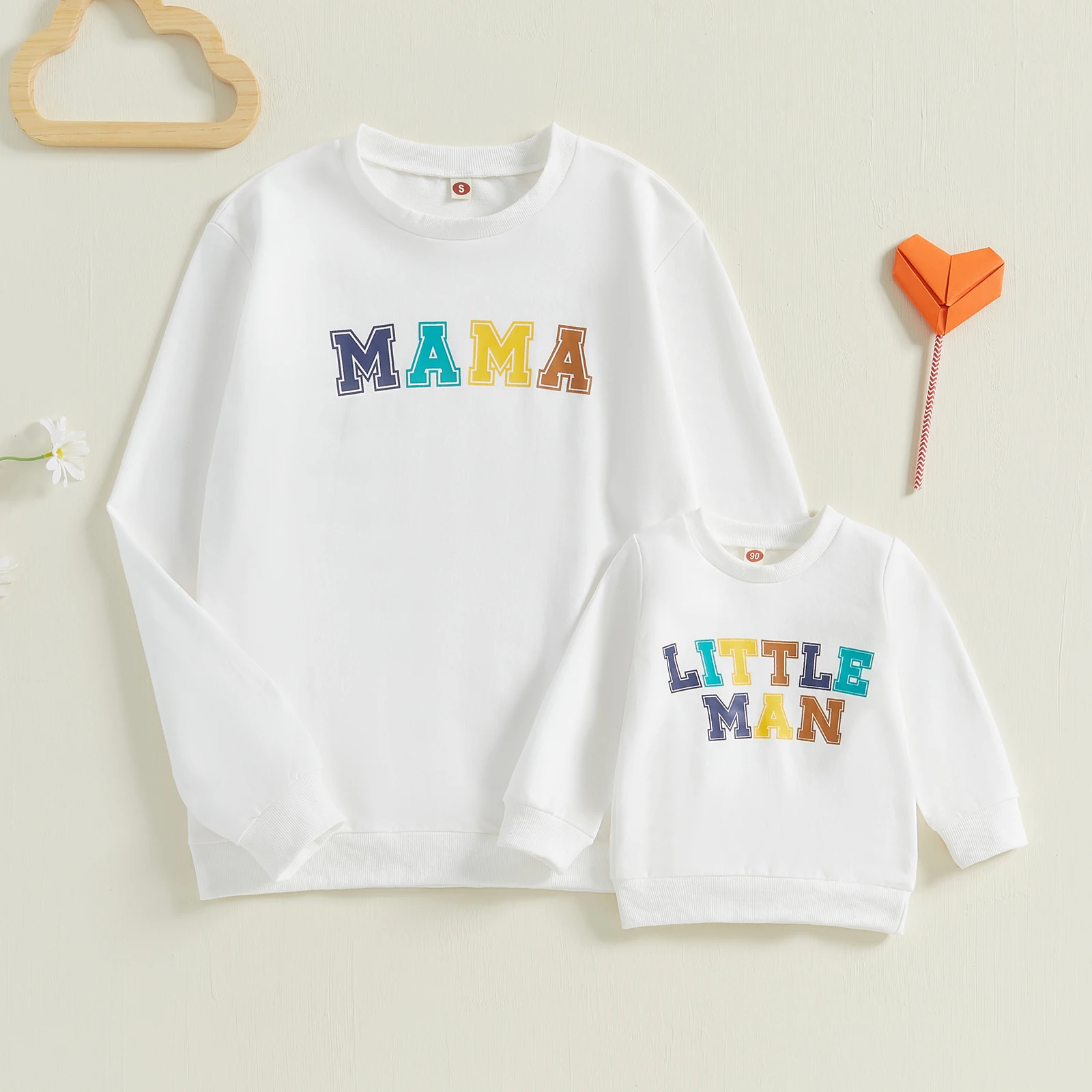 Focus norm 2 Farben Familie passende Outfits Baby Mädchen Jungen Sweatshirt T-Shirts Brief druck Rundhals ausschnitt Langarm Pullover Tops