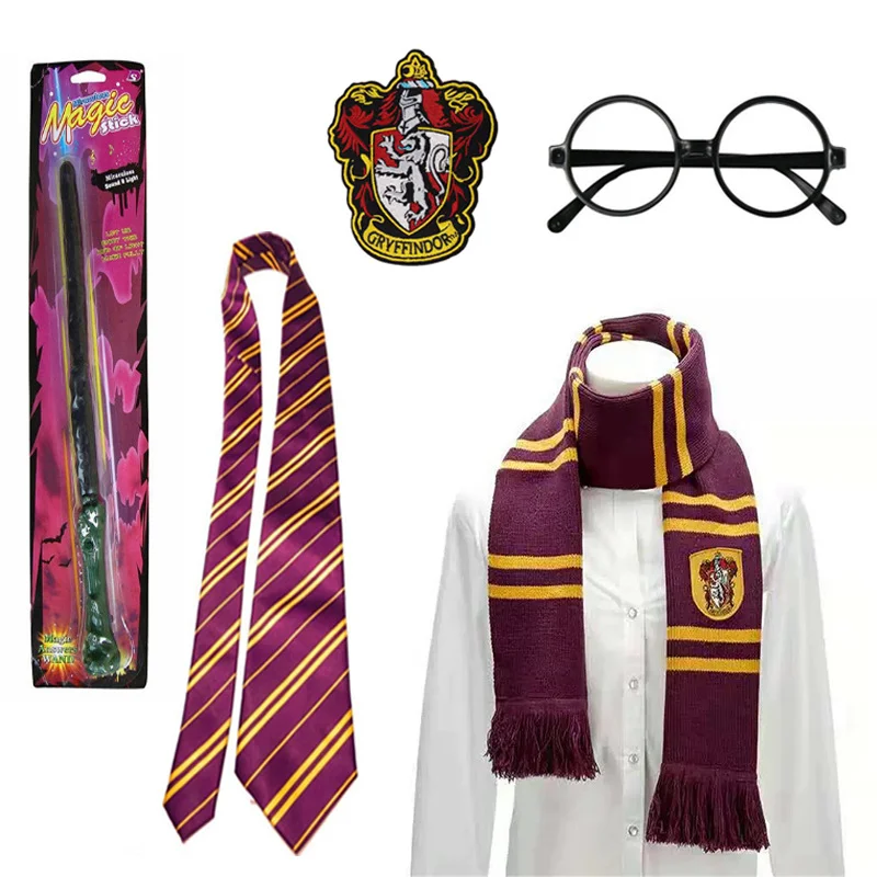 Hermione Gryffindor Cosplay Hat Glasses Badges Ties Wands Gloves Party Props