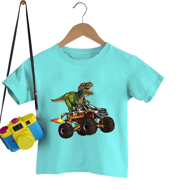 Tyrannosaurus Rex T Shirt Abbigliamento Per Bambini Ragazzi Monster Truck Print Y2K Top Summer Harajuku T-Shirt Manica Corta T-Shirt Per Ragazze