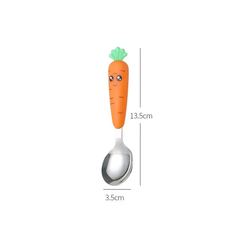 1/3PCS Carrots Set Children Dinnerware Stainless Steel Spoon Fork Flatware With Box Baby Feeding Tool Kitchen Tableware Supplies