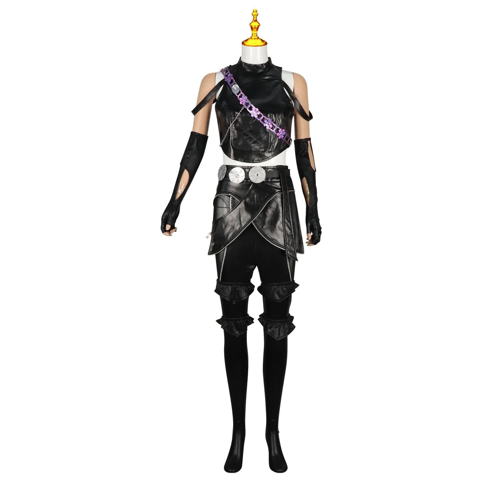 Goth Rumi KPop Demon Hunters Rumi Cosplay Costume Wig Gothic Punk Outfit Black ...