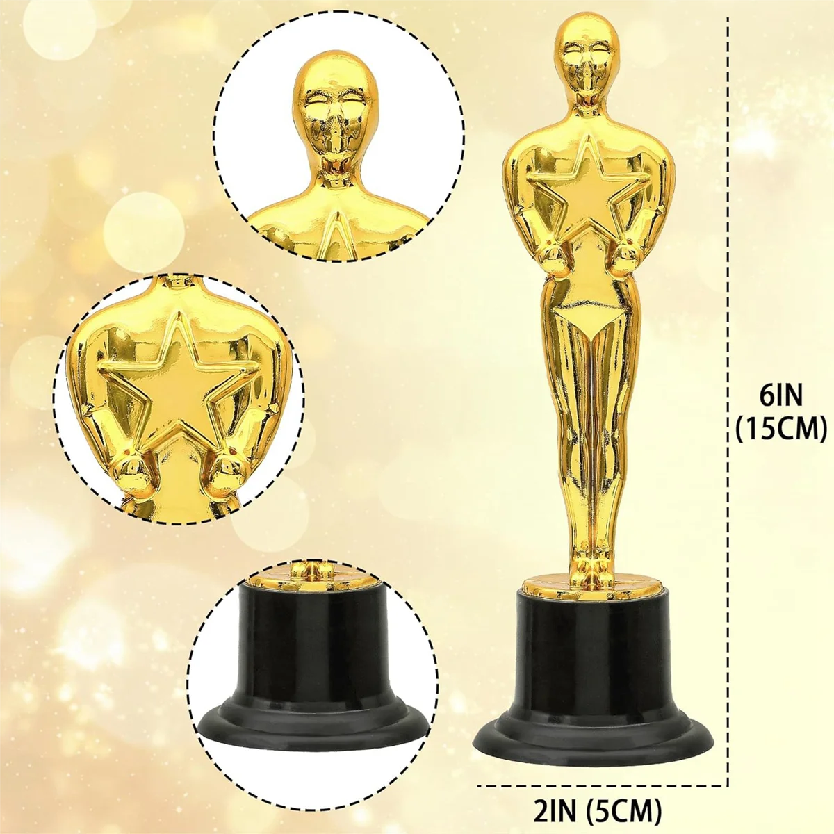 12 Pack Plastic Gold Award Trophies for Party Decorations, Party Favors, Movie Night Party Favor, School Award 4