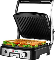 Electric Panini Press Sandwich Maker, 1500W Indoor Grill with Non-Stick Coated Plates, Temperature Control & Removable Drip Tray 1