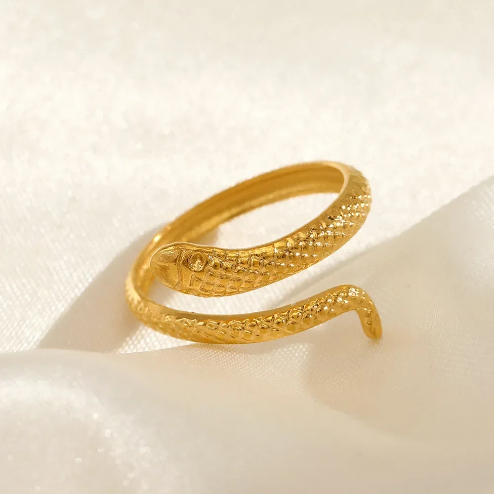 

Fashion Ins Wind Snake Stainless Steel Ring Retro Ethnic Popular 18K Electroplated Titanium Steel Ring Ladies