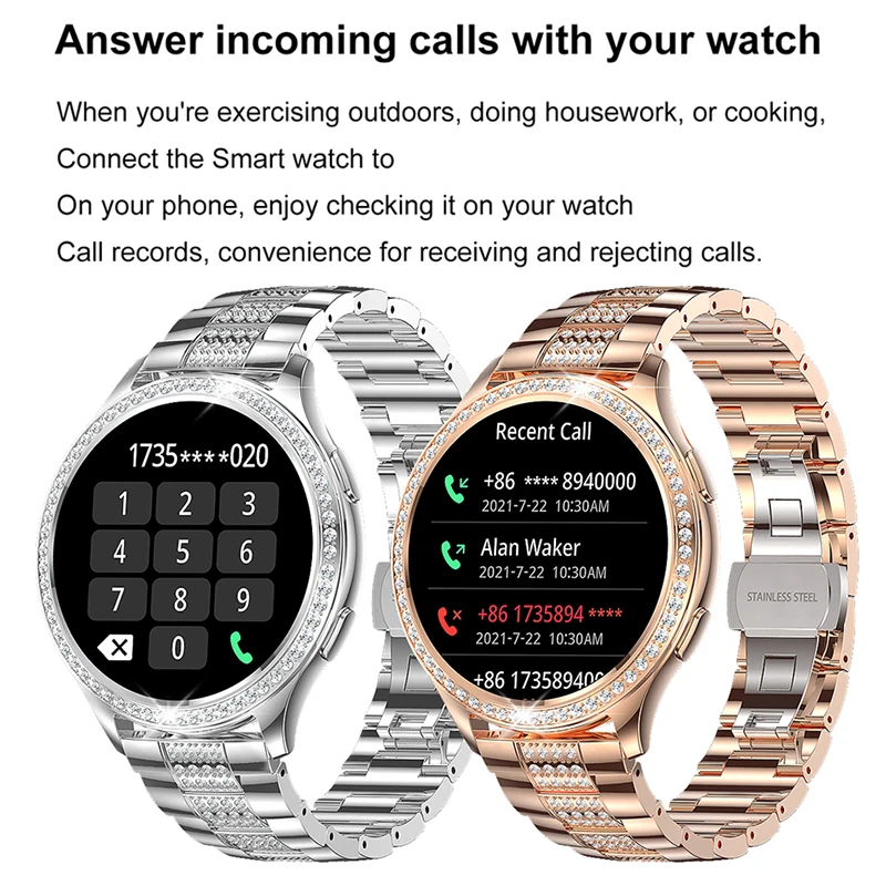 Womens Smart Watch Fashion Smart Bracelet 1.32-inch HD Screen BT Call Sport Waterproof Personalized Watch Face Smartwatch Ladies