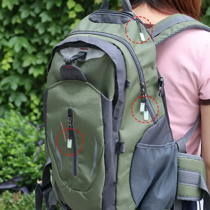 12/1pcs 빛나는 지퍼 당겨 어두운 밤에 매우 밝은 광선 안티-분실 끝 텐트 잠금 지퍼 코트 자켓 가방 배낭