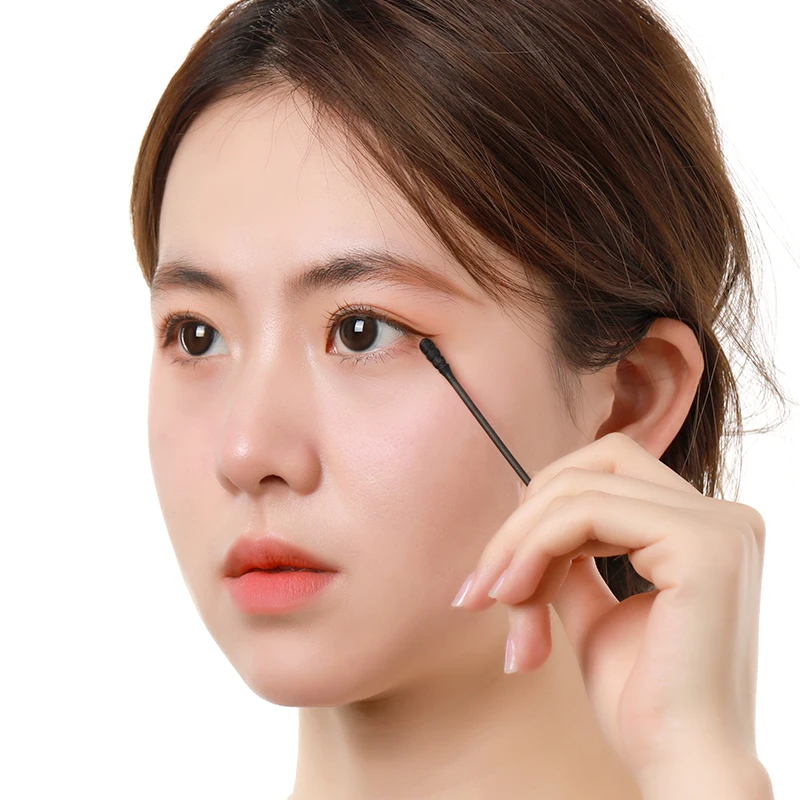 Cotton Swabs 100PCS Black Double-Headed Cotton Swabs Disposable Ear-Picking Makeup Cleaning