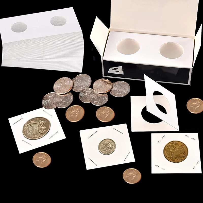17.5mm-40mm Size 50PCS Square Cardboard Coin Supplies Coin Album Collection Lighthouse Stamp Holders Cover Case Storage coins collection album money collection album coin collection album coin stamp holders