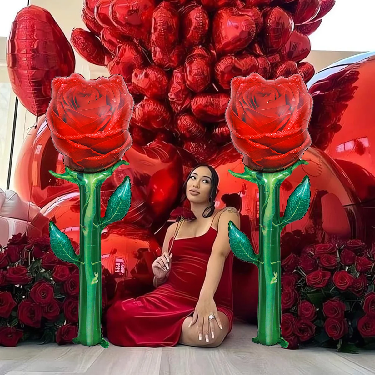 Aluminum Film Balloon Large Simulation Red Rose Mother's Day Wedding Proposal Girl Gift Anniversary Birthday Party Decorations