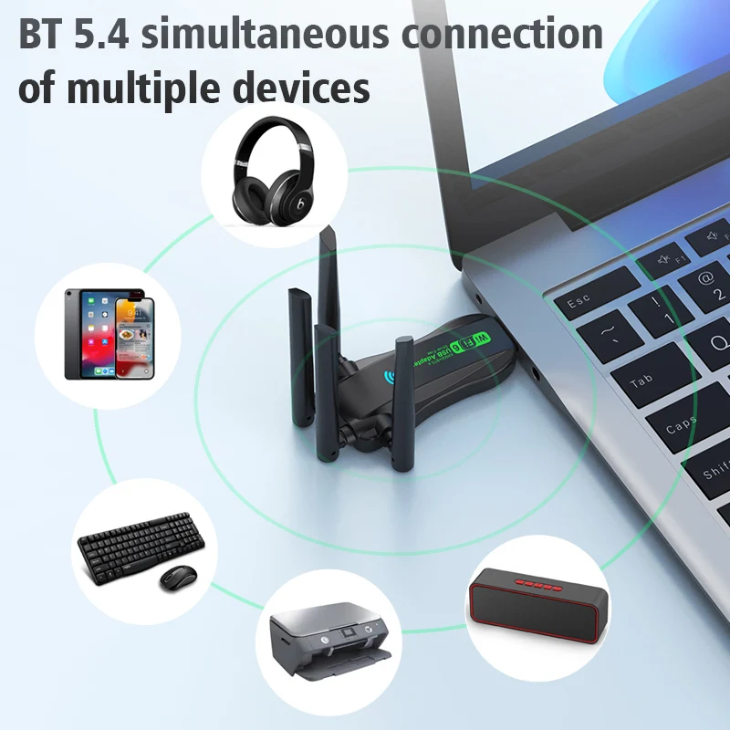 900Mbps WiFi USB Adapter Bluetooth 5.4 Wi-Fi6 Dongle Dual Band 2.4G/5Ghz 4 Antenna Wireless Receiver Driver Free For PC Win10 11