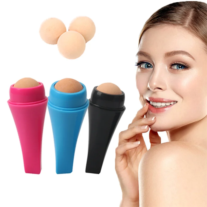 

3Colors Oil Control T-zone Oil Face Oil Skin Care Volcanic Stone Reusable Oil Absodbing Facial Roller with 1 Replacement Ball