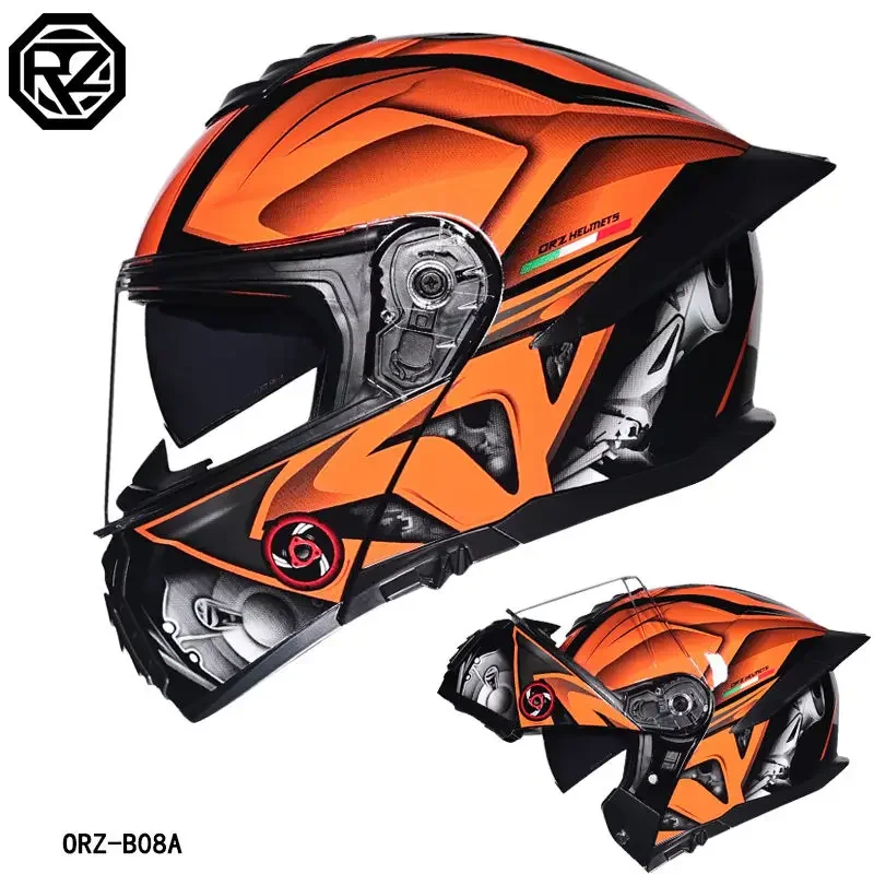 thumbnail image 1 of Casco de motocicleta abatible hacia arriba con doble espejo trasero grande, para las cuatro estaciones, de cara completa, para carreras de motos, motocross, lentes de visión nocturna, 1 of 5