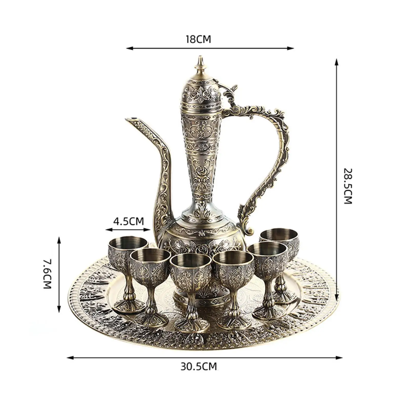 European Turkish Coffee Pot Set Metal Cup Beverage Drinkware for Living Room European Turkish Coffee Pot Set Metal Cup Beverage Drinkware for Living Room
