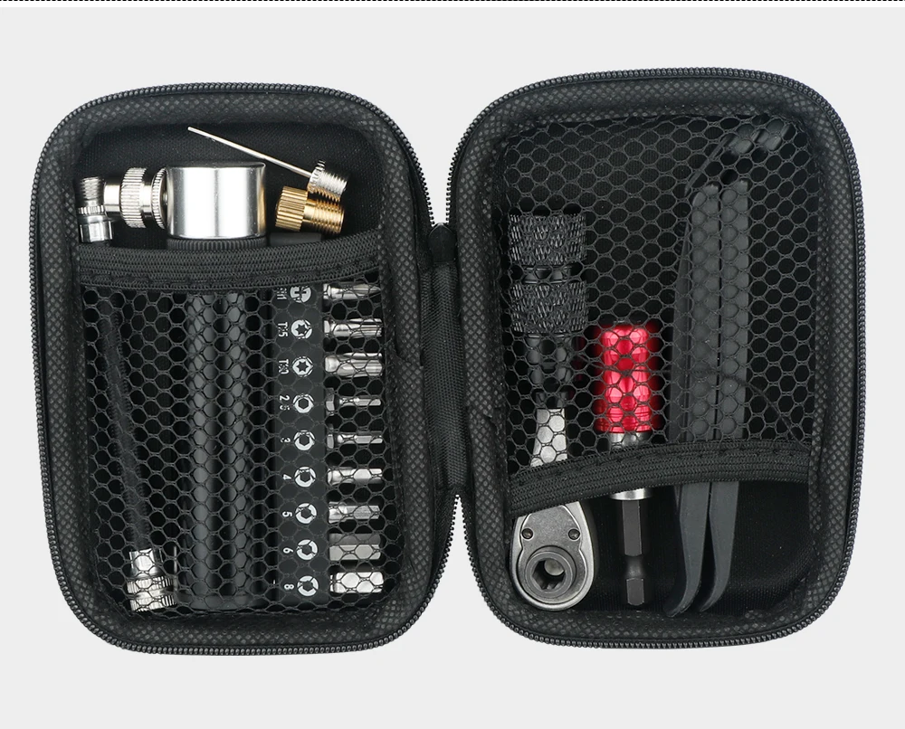Kompakte Ratsche Dual Way Wrench Kit Reifen Hebel Werkzeuge W/10 Bits Fahrrad Reiten Schnelle Reparatur Zubehör Fahrrad Reparatur Werkzeug Tasche – Detail 14