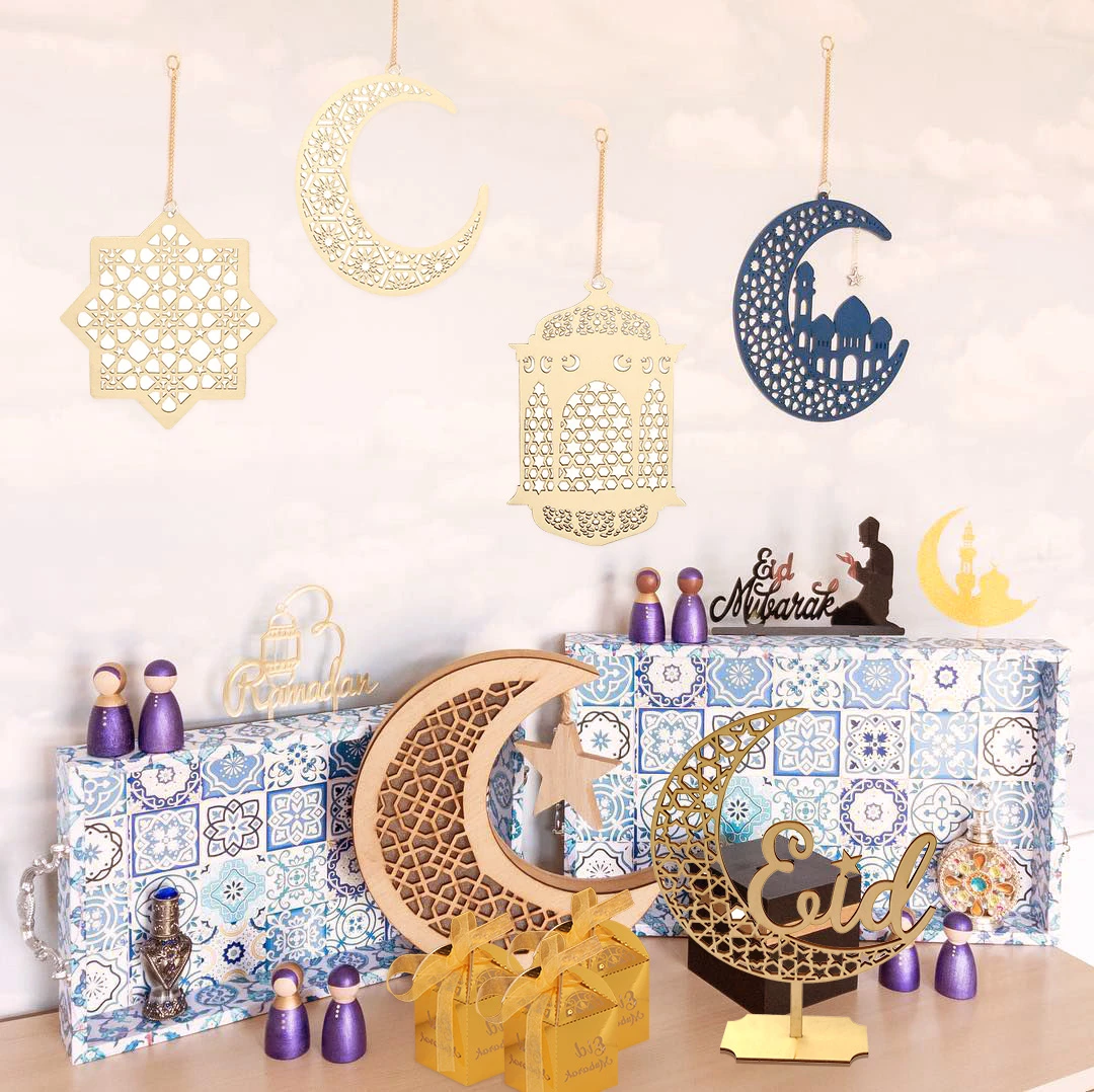 Artisanat en bois islamique, découpe laser, tiroir eid mubarak, calendrier  de l'avent, lanterne du ramadan - AliExpress