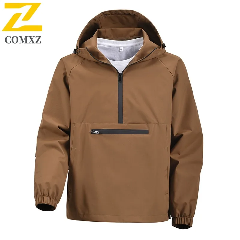 EIAO Autumn Men's Hooded Windbreaker Multiple colors Casual Coat Waterproof Windproof Jacket for Hiking Camping Fishing Workwear