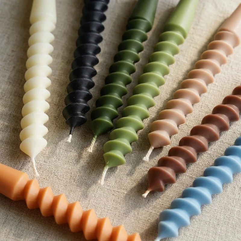 Flameless Taper Candles - Dripless Soy Wax Dinner Decor 25cm Spiral Decorative Candles Twisted Colored Candles Wedding Table Long Candles for Chandeliers 5