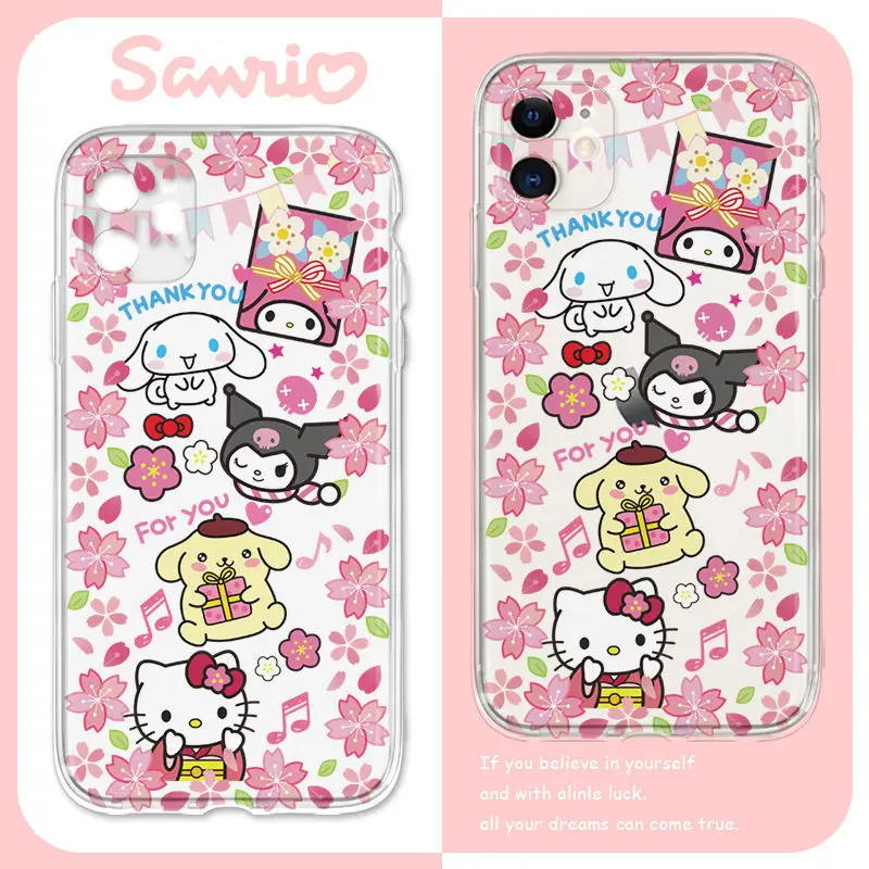 

Hello Kitty Cinnamoroll Anime Kawaii Sanrio Phone Case Cute Kuromi Cartoon Suit for iphone 15 14Promax Apple Shell Girls Toys