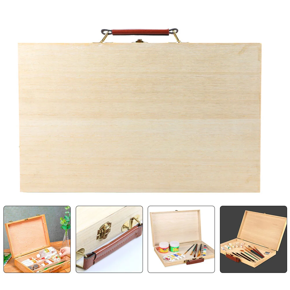 

1Pc Household Wooden Tool Box Paint Storage Suitcase Watercolor Oil Pen Case