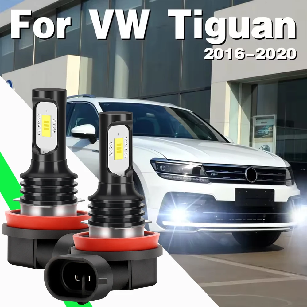 H11 Front Fog Lamp 6000K High Quality 3570 LED Light Bulb For Volkswagen VW Tiguan 2 MK2 Accessories