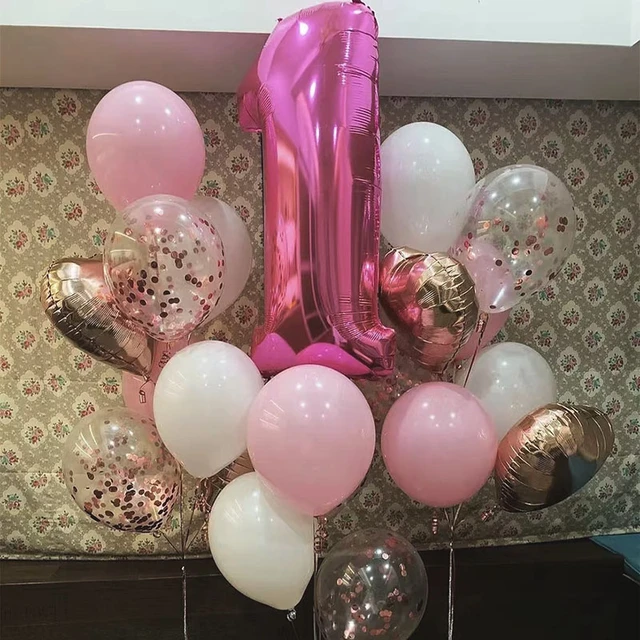 Decorazioni per il 1 ° compleanno per ragazze palloncini per feste di  compleanno in oro rosa decorazioni per il compleanno ragazza Banner di buon  compleanno 1 anno - AliExpress