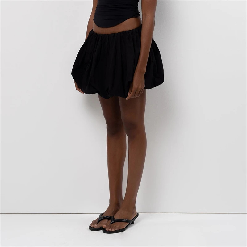 Bud Skirt 2000s Women Solid Color Elastic Waist Loose Fitting Short Mini Skirt y2k Going Out Party Skirts Streetwear