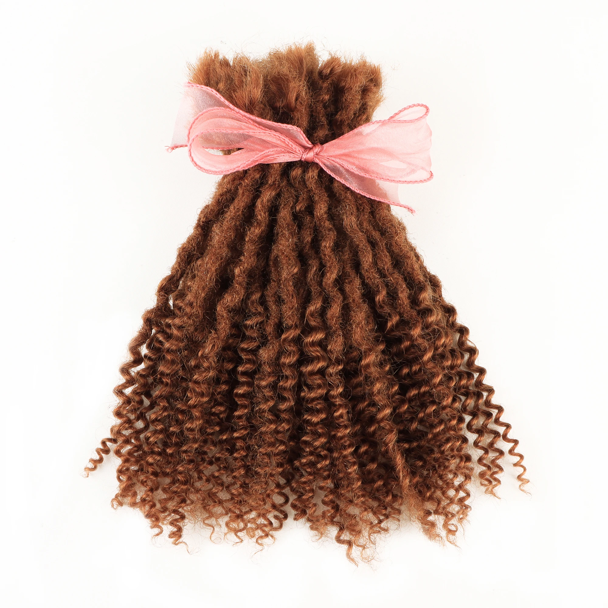Soft Human Hair Dreadlocks Extensions Curly In the End Freego Blonde Hair Full Head Handmade 70Strans
