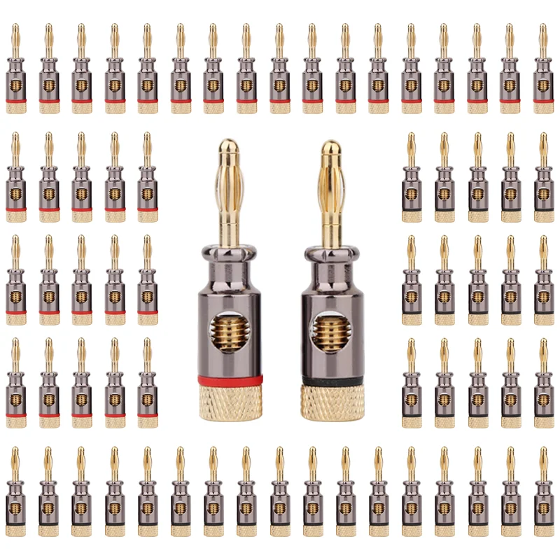 

8/40/200PCS Gold Plated Brass 4mm Banana Plug Connector Speaker Adapter Audio Video Banana Connectors Speaker