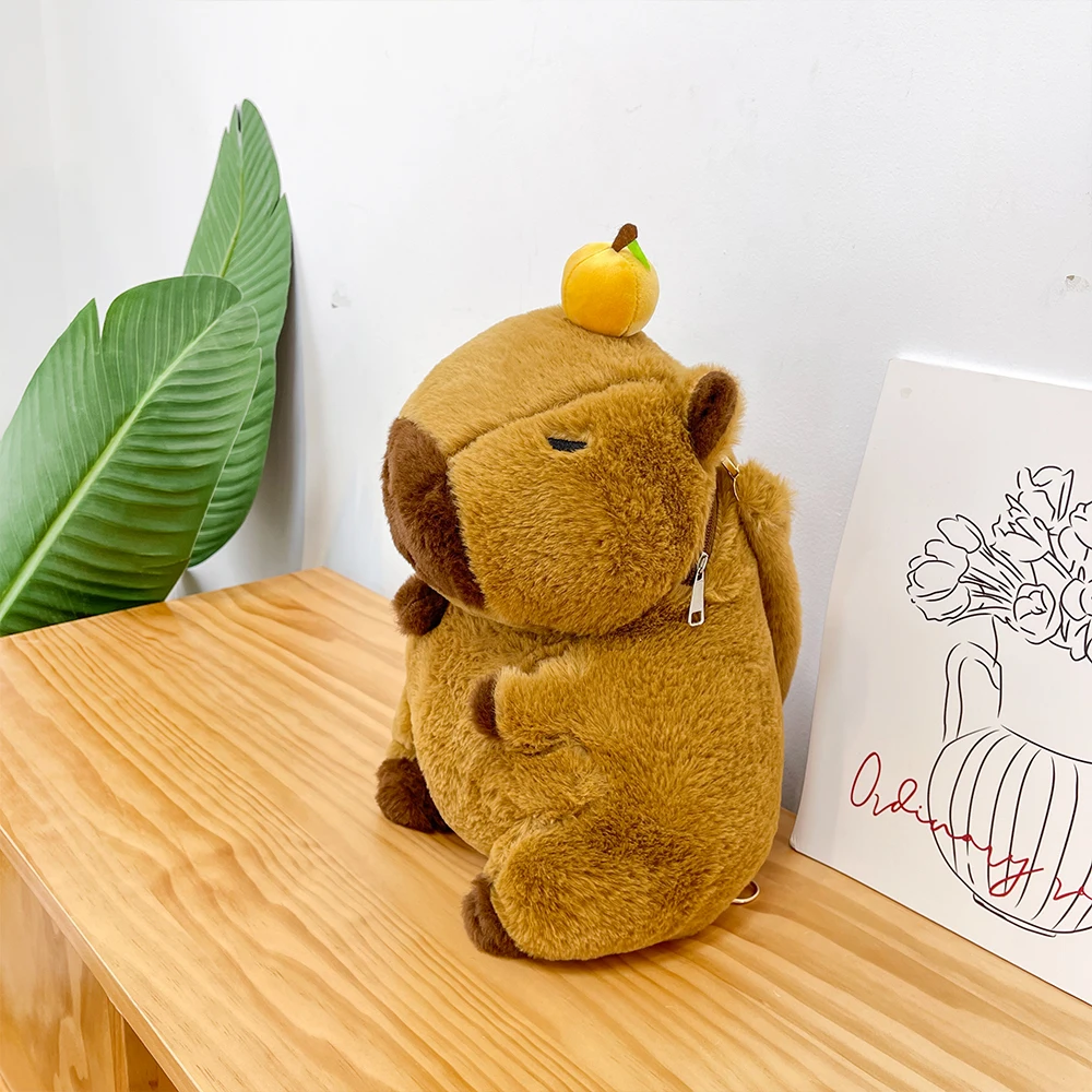 Kawaii Fashion Plushie Doll Fur Bag Capybara Plush Backpack Children's Bag Shoulder Mini Knapsack Bags Gifts Girlfriend Plush Backpack