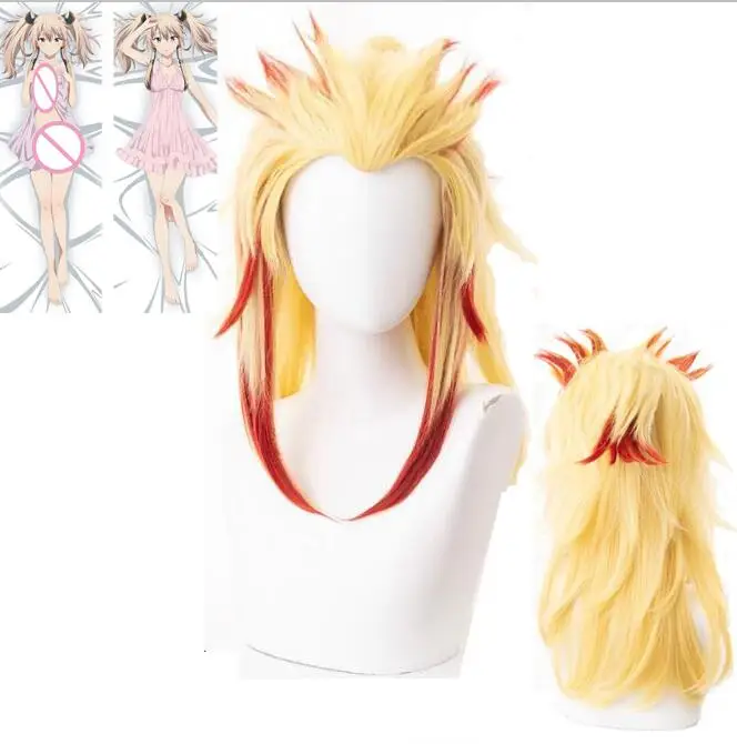 

Anime Rengoku Kyoujurou Blonde Ombre Wig Cosplay Costume Men Women Heat Synthetic Hair Wigs Dakimakura Pillow Case Pillow Cove