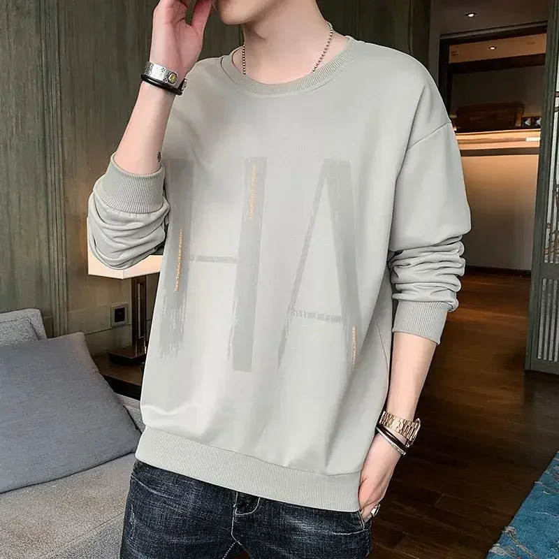 thumbnail image 1 of Sudaderas para hombre Camiseta Gráfica Ropa de hombre Top blanco Bordado Jersey Sin capucha Sudadera Sin marca Otoño Overfit Barato, 1 of 5