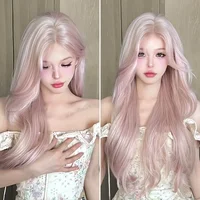 Perruque rose pour femmes perruques de Cosplay longues ondulées perruque synthétique douce naturelle pour un usage quotidien vie scolaire perruque Lolita rose 4