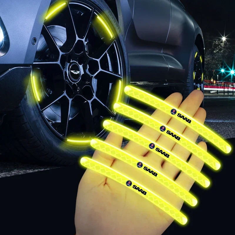 Mozzo Ruota Auto Adesivo Riflettente Cerchio Pneumatico Strisce Riflettenti Per Saab 95 93 9000 900 97 600 99 9X 97X Turbo X Monster 92X Gt750