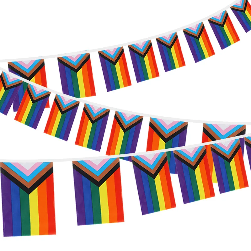 Rainbow Pride Flaggen-Banner – 6 Arten, 30 M Länge | Für Pride-Partys, Festivals & Deko | Polyester, 76 Flaggen