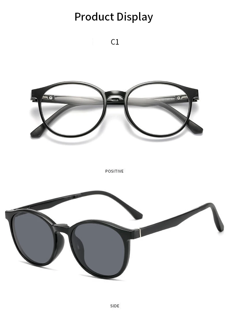 Xbora Magnetische Clip-On Sonnenbrille Frauen Fahren Polarisierte Runde Optische Gläser Männer Kleine Größe Brillen Tj2159 – Detail 6