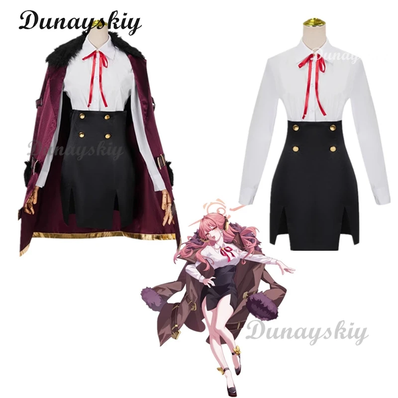 

Rikuhatima Aru Cosplay Costume Game Blue Archive Fashion Elegant Uniform Dress Full Set Unisex Anime Role Play Wig Clothing