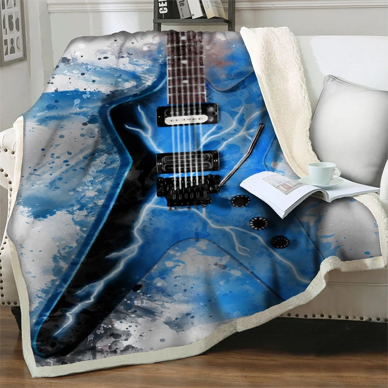 

Magical Big Guitar 3D Printing Blanket Soft Warm Flannel Plush Throw Blankets For Beds Sofa Home Decor Hiking Office Quilt Cover
