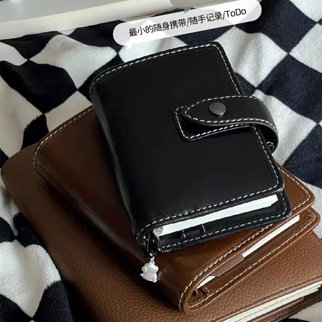 Elegant PU Leather Loose Leaf Notebook with Detachable Handbook and Card Holder Planner