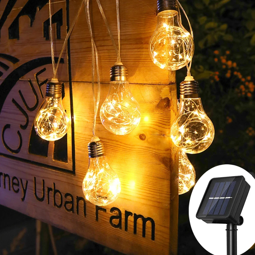 Led Solar String Lights Outdoor Ip44 Impermeabile Decorazione Natalizia Lampadina Retro Holiday Garden Furniture Fairy Garland Lamp