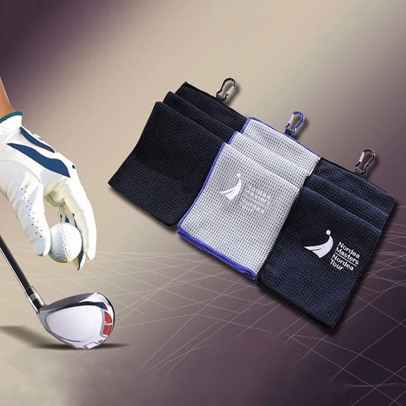 

30x50cm Golf Towel With Hook 4Color Microfiber Fabric For Golf lover Accessories